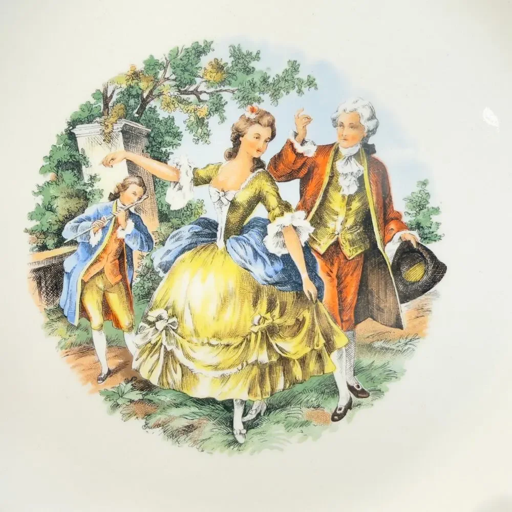 Vintage Cronin China Minerva Oh 9” Luncheon Plate Colonial Gold Rim USA Set of 7